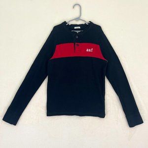 Abercrombie & Fitch Kids Boys Muscle Shirt Size Large Red Navy Long Sleeve Tee